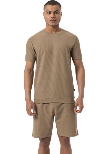 Waffle Bisiklet Yaka T-Shirt