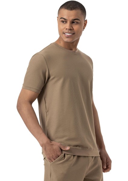 Waffle Bisiklet Yaka T-Shirt