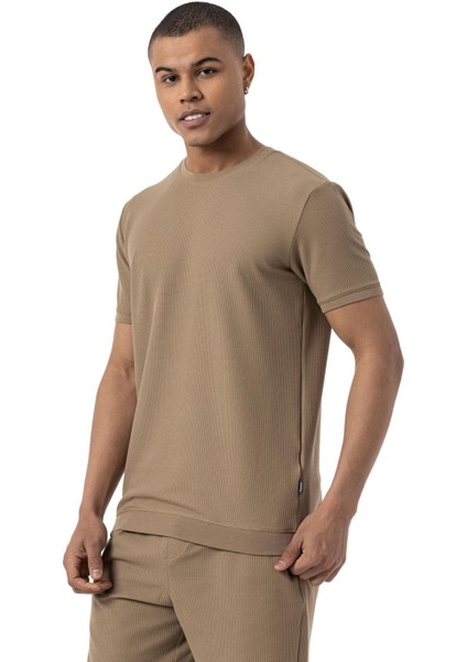 Waffle Bisiklet Yaka T-Shirt