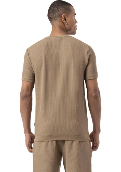 Waffle Bisiklet Yaka T-Shirt