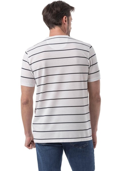 Yatay Çizgili Bisiklet Yaka T-Shirt