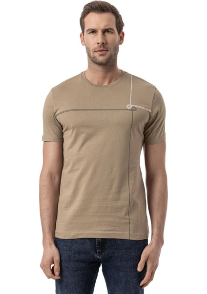 Baskılı Bisiklet Yaka T-Shirt