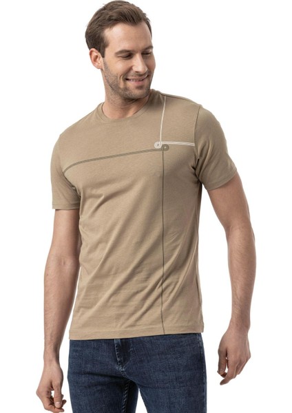 Baskılı Bisiklet Yaka T-Shirt