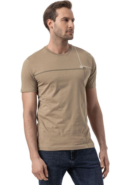Baskılı Bisiklet Yaka T-Shirt