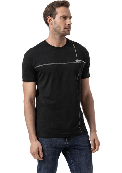 Baskılı Bisiklet Yaka T-Shirt