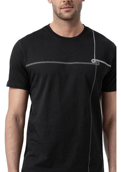 Baskılı Bisiklet Yaka T-Shirt