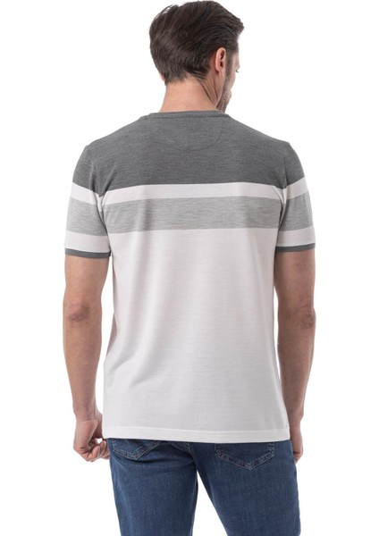 Yatay Baskılı Bisiklet Yaka T-Shirt