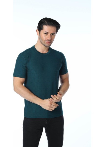 Jakarlı Bisiklet Yaka T-Shirt