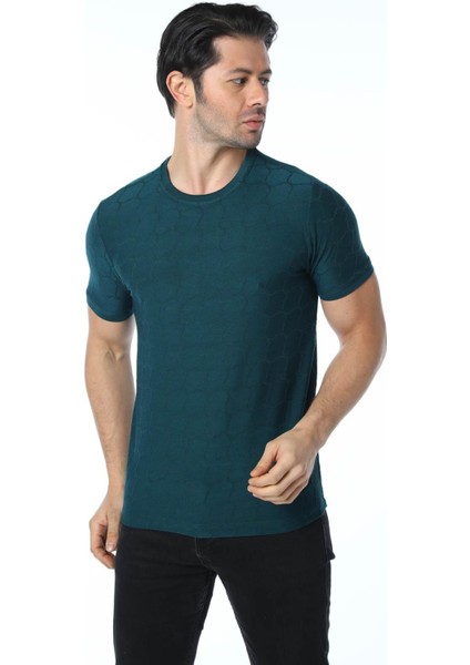 Jakarlı Bisiklet Yaka T-Shirt