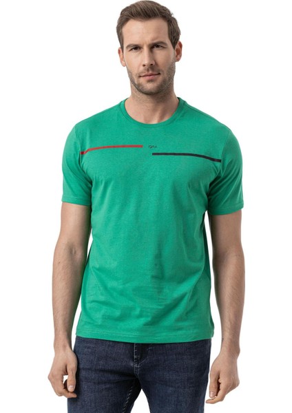 Baskılı Bisiklet Yaka T-Shirt