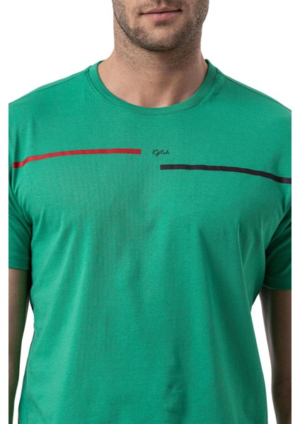 Baskılı Bisiklet Yaka T-Shirt
