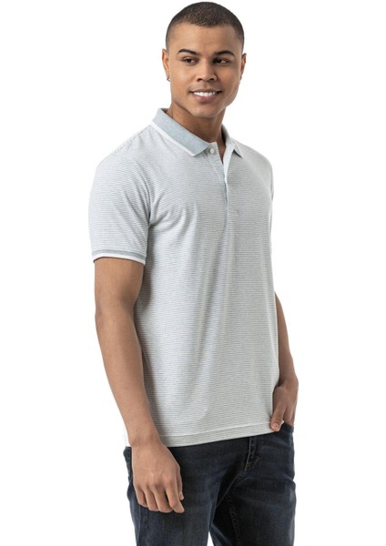 Büyük Beden Yatay Çizgili Polo T-Shirt