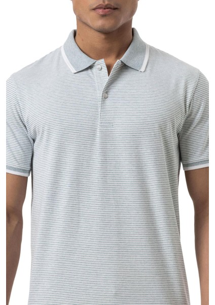 Büyük Beden Yatay Çizgili Polo T-Shirt
