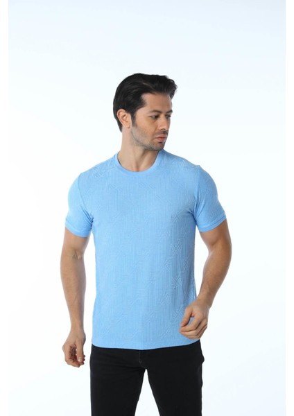Jakarlı Bisiklet Yaka T-Shirt