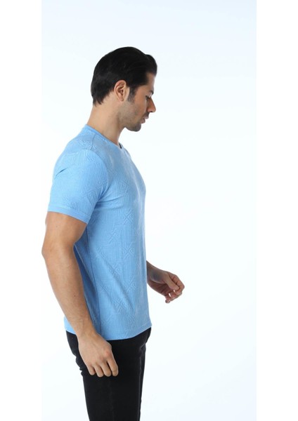 Jakarlı Bisiklet Yaka T-Shirt