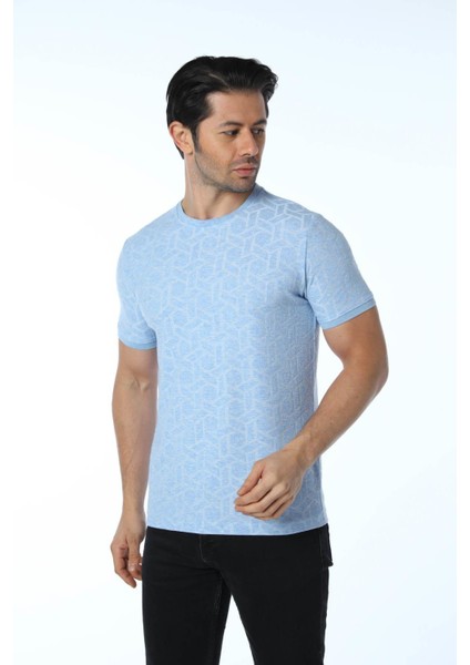 Jakarlı Bisiklet Yaka T-Shirt