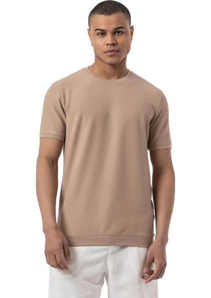 Waffle Bisiklet Yaka T-Shirt