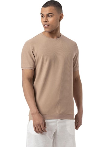 Waffle Bisiklet Yaka T-Shirt