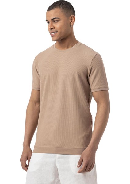 Waffle Bisiklet Yaka T-Shirt