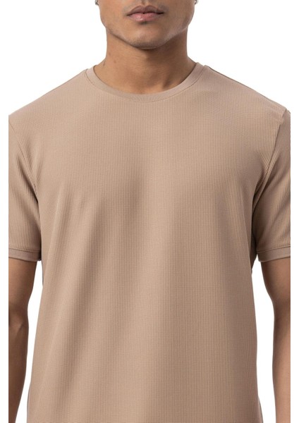 Waffle Bisiklet Yaka T-Shirt