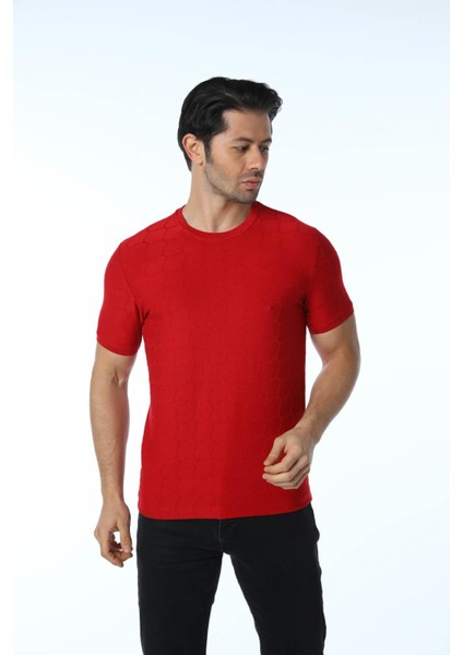 Jakarlı Bisiklet Yaka T-Shirt