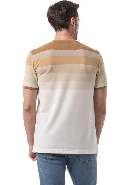 Yatay Çizgili Bisiklet Yaka T-Shirt