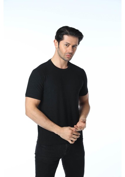 Jakarlı Bisiklet Yaka T-Shirt