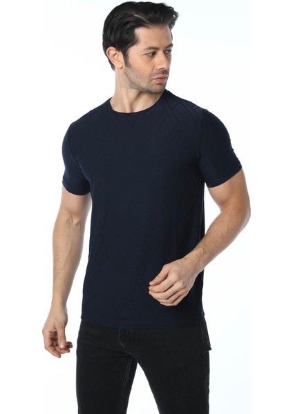 Jakarlı Bisiklet Yaka T-Shirt