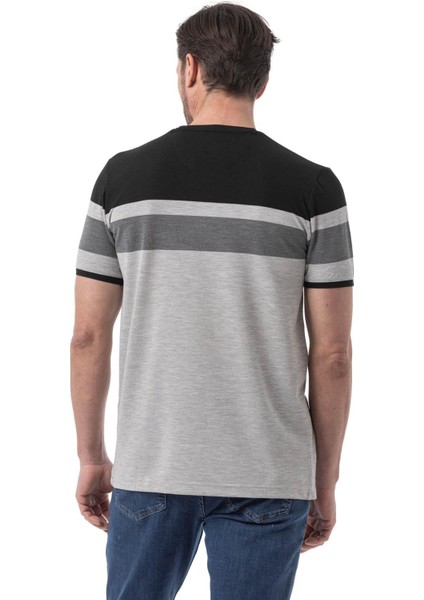 Yatay Baskılı Bisiklet Yaka T-Shirt