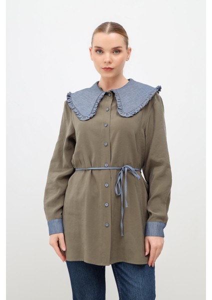 Pelerin Yaka Tunik Haki