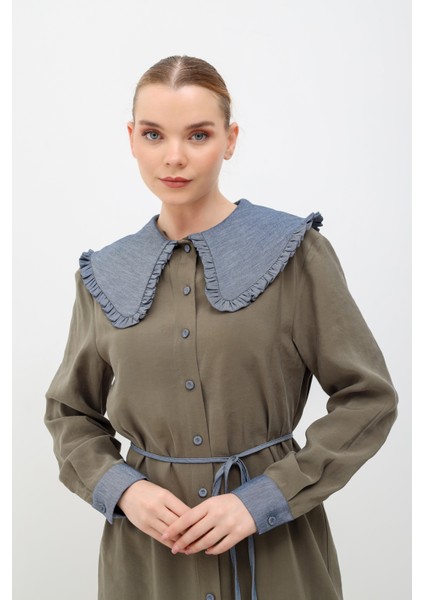 Pelerin Yaka Tunik Haki