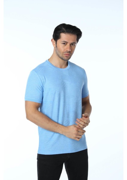 Jakarlı Bisiklet Yaka T-Shirt