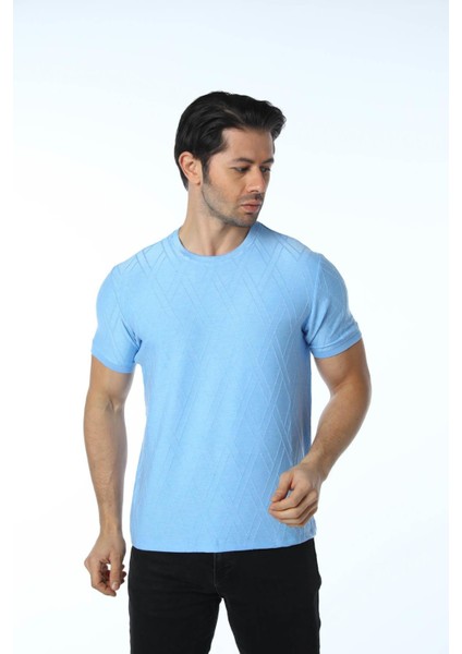 Jakarlı Bisiklet Yaka T-Shirt