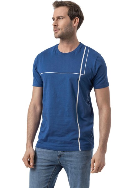 Baskılı Bisiklet Yaka T-Shirt