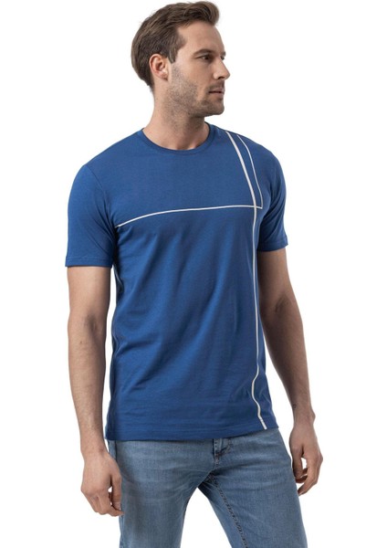 Baskılı Bisiklet Yaka T-Shirt