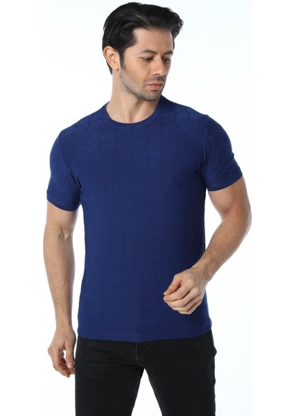 Jakarlı Bisiklet Yaka T-Shirt