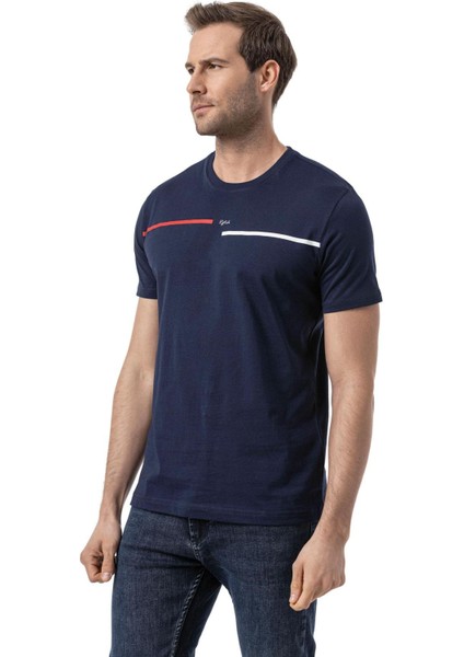 Baskılı Bisiklet Yaka T-Shirt
