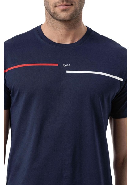 Baskılı Bisiklet Yaka T-Shirt