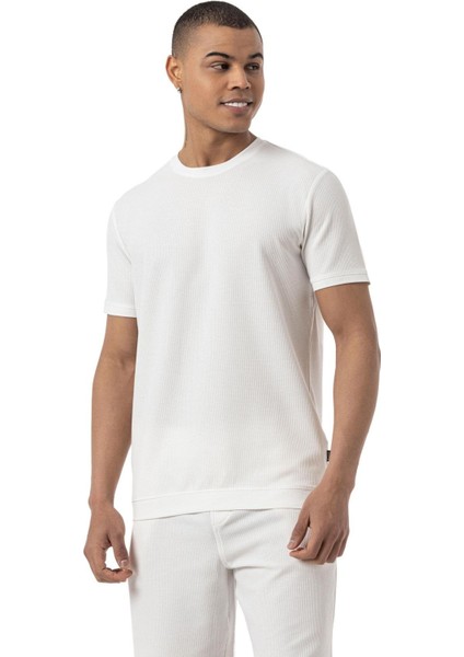 Waffle Bisiklet Yaka T-Shirt