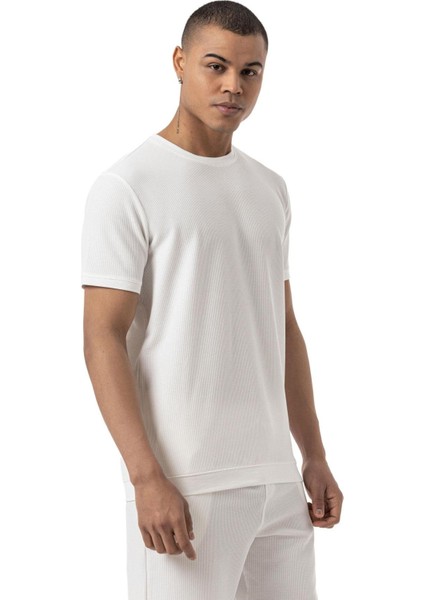 Waffle Bisiklet Yaka T-Shirt