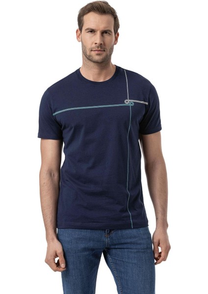 Baskılı Bisiklet Yaka T-Shirt