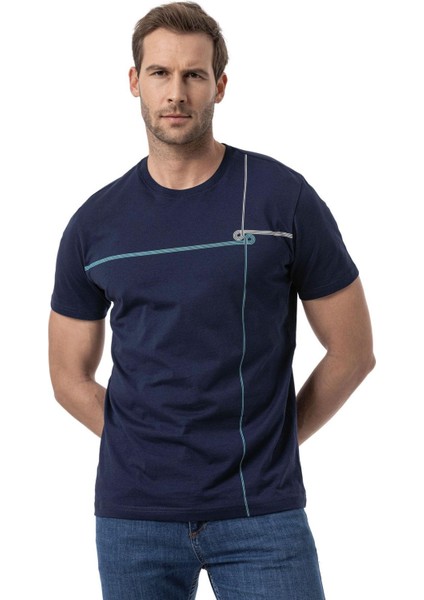 Baskılı Bisiklet Yaka T-Shirt
