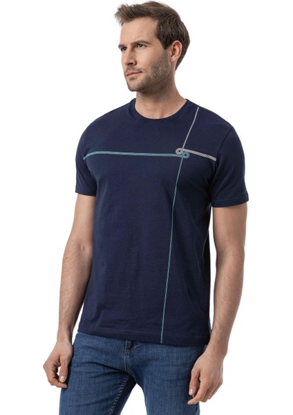 Baskılı Bisiklet Yaka T-Shirt