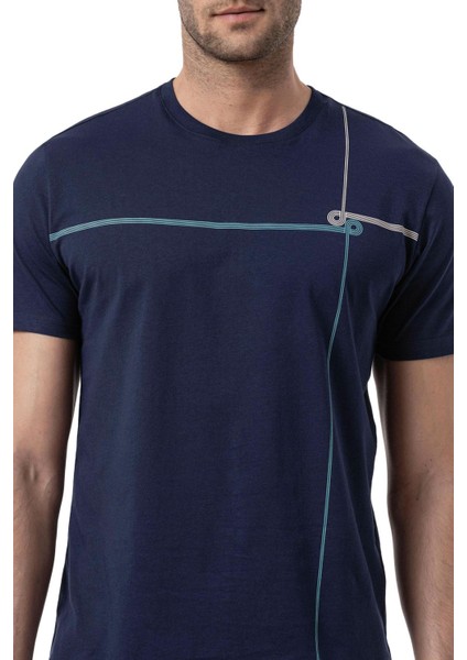 Baskılı Bisiklet Yaka T-Shirt