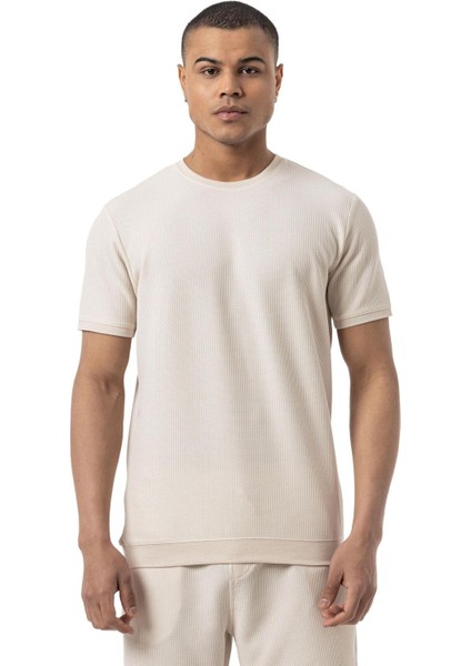 Waffle Bisiklet Yaka T-Shirt