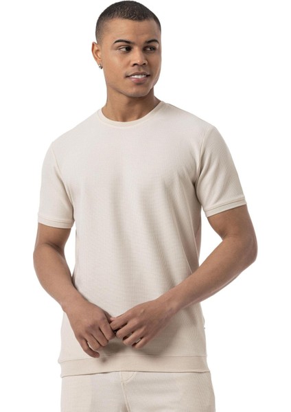 Waffle Bisiklet Yaka T-Shirt