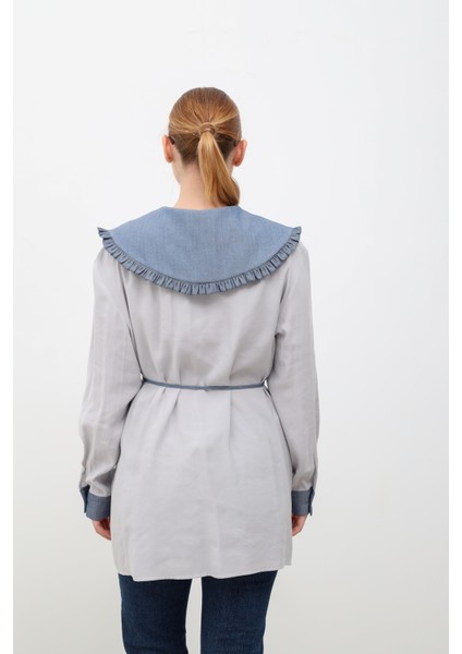 Pelerin Yaka Tunik Gri