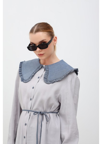 Pelerin Yaka Tunik Gri