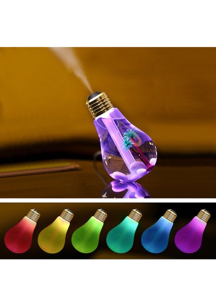 400 ml Renkli Işık Taşınabilir Ampul Şekli Aromaterapi Hava Temizleme Nemlendirici Ev / Ofis / Araba Için (Altın) (Yurt Dışından)