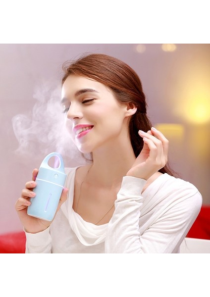 1.5W - 2W 175ML Mini Taşınabilir USB Negatif Iyonlar Nemlendirici Güzellik ve Su Takviyesi Cihazı, Renkli LED Işık (Mavi) (Yurt Dışından)